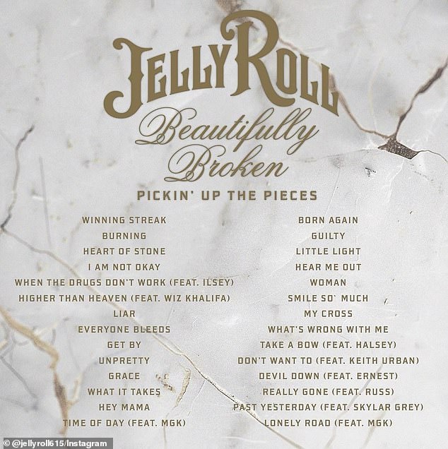 The deluxe version of Jelly Roll's Beautifully Broken album contains five additional songs