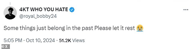 'Some things are just a thing of the past. Please leave it alone,” someone else added to the argument