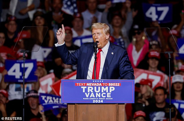 Republican presidential candidate and former US President Donald Trump will hold a campaign rally in Reno, Nevada on October 11