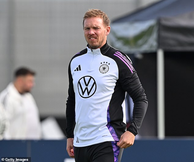 It is now believed that Klopp has agreed a verbal agreement that will allow him to leave Red Bull and replace Julian Nagelsmann (pictured) if the opportunity arises.