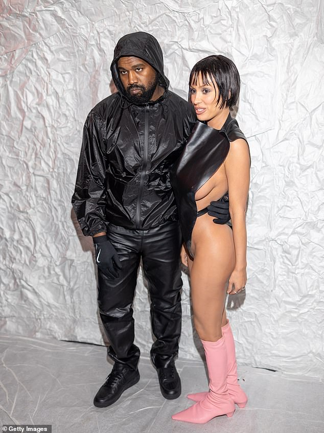 Kanye went on a date with Bianca Censori, who he married in December 2022, before splitting this month (pictured in February)