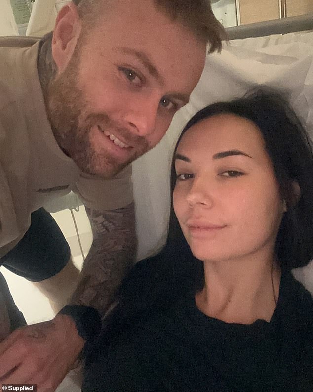 The 25-year-old is in hospital with her partner after receiving a shock diagnosis