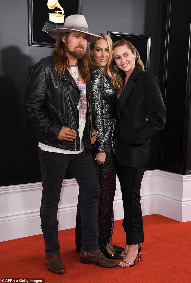 Billy Ray's marriage to Firerose, which took place four months after Tish filed for divorce, is said to have strained his relationship with his daughter Miley (Billy, Tish and Miley are pictured)