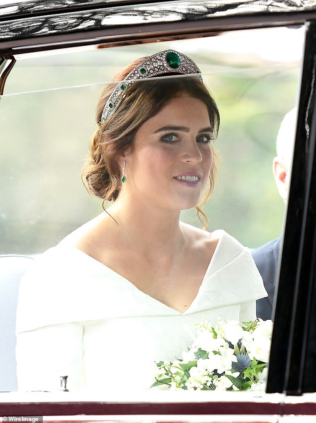 Princess Eugenie arrives at her wedding at St George's Chapel in Windsor on October 12, 2018