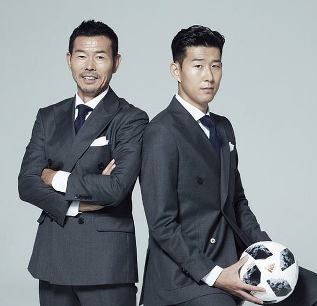 Son Heung-min, photo (right) next to his father Son Woong-jung (left) during a photo shoot