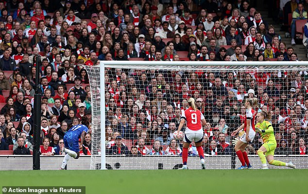 Sandy Baltimore (left) made it 2-0 after 16 minutes when she finished off a fine Chelsea move