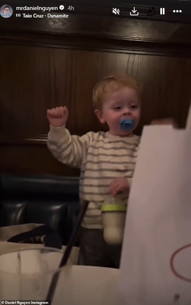 Video taken by the journeyman actor at the restaurant shows baby Sidney trying his best to stay away from the party