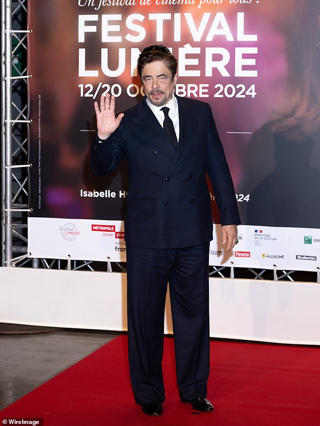 Puerto Rican actor Benicio del Toro also attended the French event and gave a dapper performance in a navy blue suit