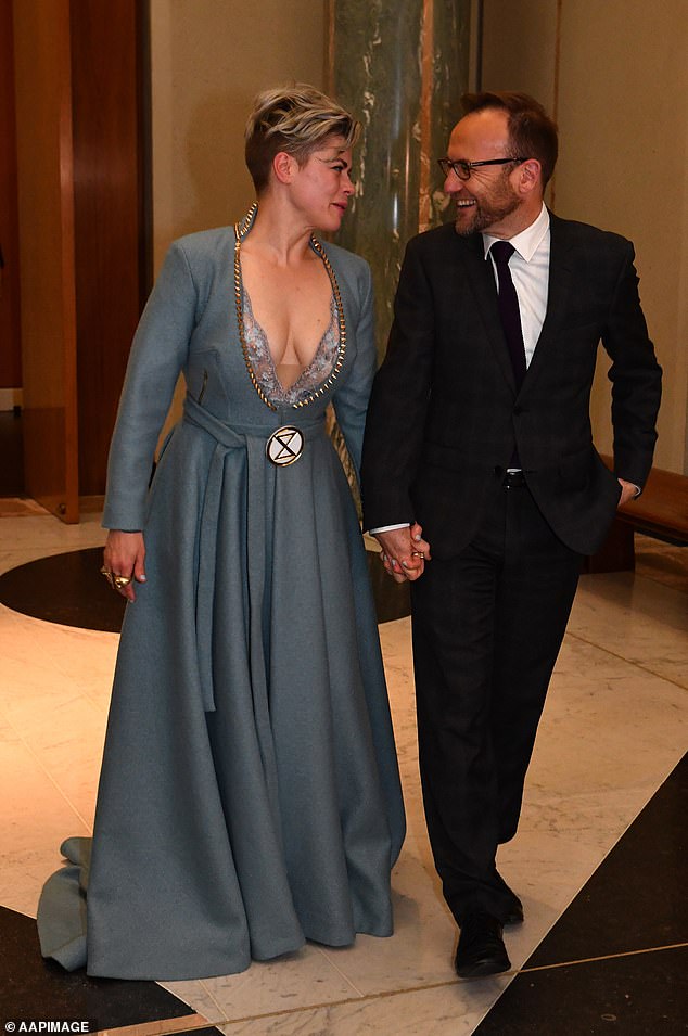 Greens leader Adam Bandt and his wife Claudia Perkins at an earlier Midwinter Ball