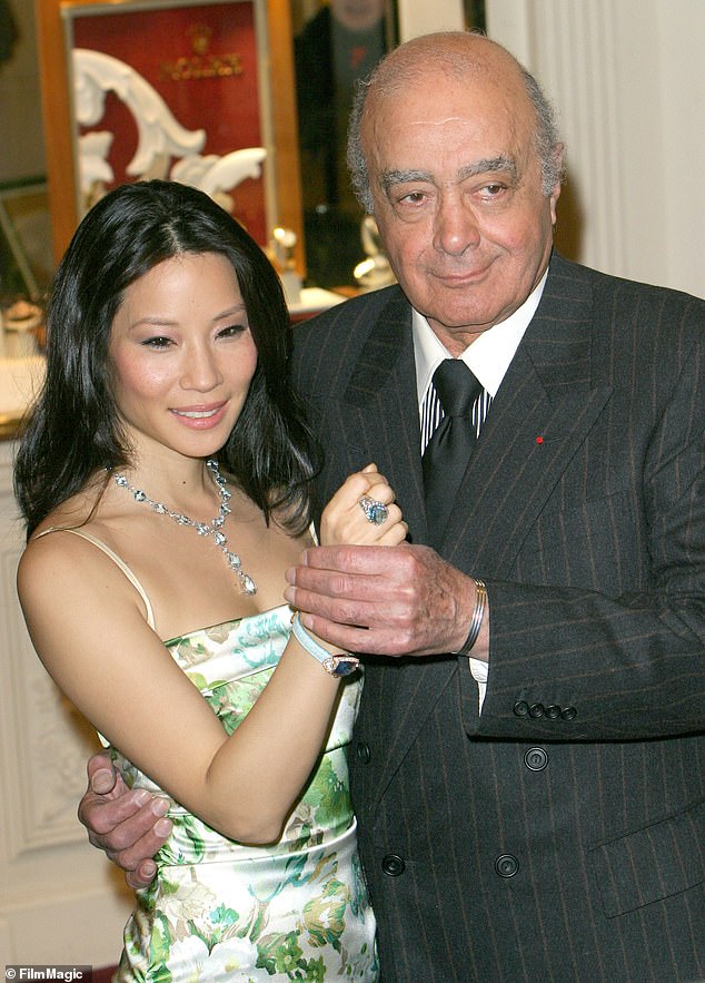 Notorious germophobe Fayed is accused of ordering young female staff members he found attractive to undergo 'invasive' STD tests (Photo: Fayed with actress Lucy Liu in 2005)