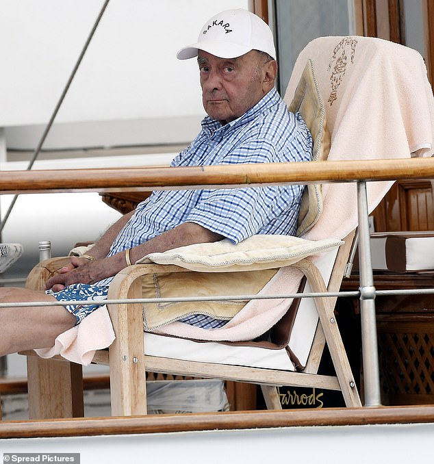 In the photo: Fayed in 2018 on board his yacht in St Tropez on the French Riveria