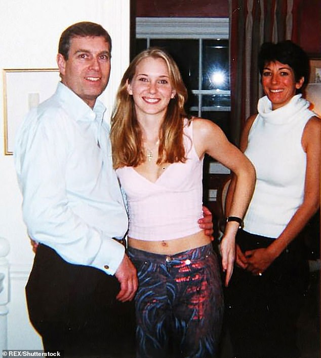 Prince Andrew and Virginia Roberts, now Giuffre, then aged 17 at Ghislaine Maxwell's mansion in London