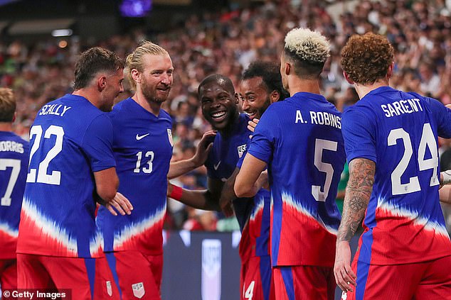 Yunus Musah (center) was elated as he scored his first American goal in his 42nd appearance