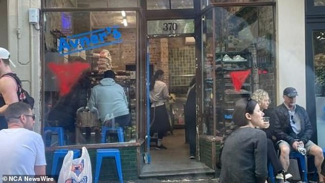 Avner's Bakery (pictured) in Surry Hills, Sydney, was hit by the threatened attack sometime between 10pm on Saturday and 1.30am on Sunday