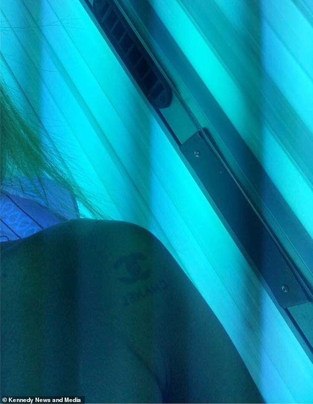 Despite initially 'not knowing much about tanning beds', Megan spent up to half an hour on the beds under UV lights for over a year, often slathered with baby oil to improve results