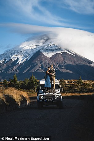 Nick and Mathilde camped in the wild for most of their trip. They are pictured above in Ecuador's Cotopaxi National Park