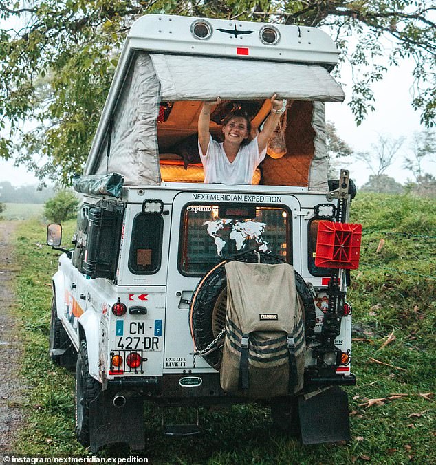 They chose their Land Rover Defender based on its pop-up roof, which allowed them to stand inside and had a safety bonus: they could reach the driver's seat without having to get out of the car. The photo above was taken at Canon de Macho de Monte in Panama