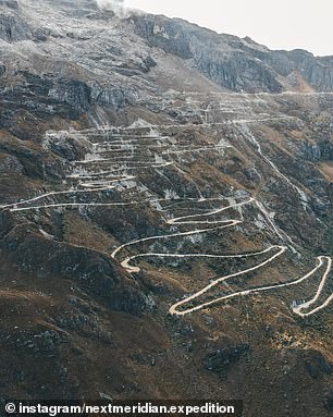 Nick explains that many of the roads in South America are 'very high' and full of trucks taking goods from one place to another. Above: Cordillera Blanca