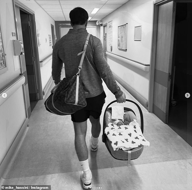 The former TOWIE star, 29, announced the happy news on Instagram on Sunday by sharing a number of adorable black and white photos