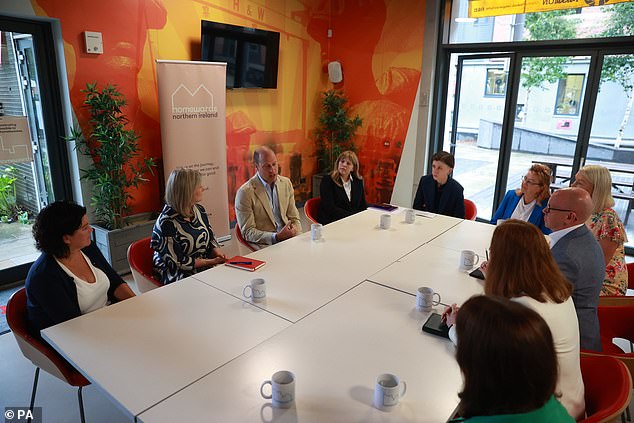 Pictured: The Prince of Wales visiting the East Belfast Mission at the Skainos Centre, Belfast, as part of his tour of Britain to launch the Homewards project