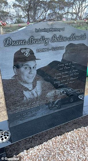 The grave of Riley's brother Duane Jr. in the grounds of Gnowangerup Cemetery, southern WA