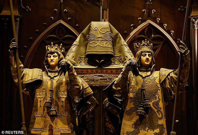 A view of the mausoleum of Christopher Columbus in the Cathedral of Seville, Spain October 11, 2024