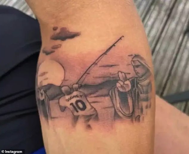 Keskinen has a bizarre tattoo on his left arm, showing Wayne Rooney holding a fishing rod