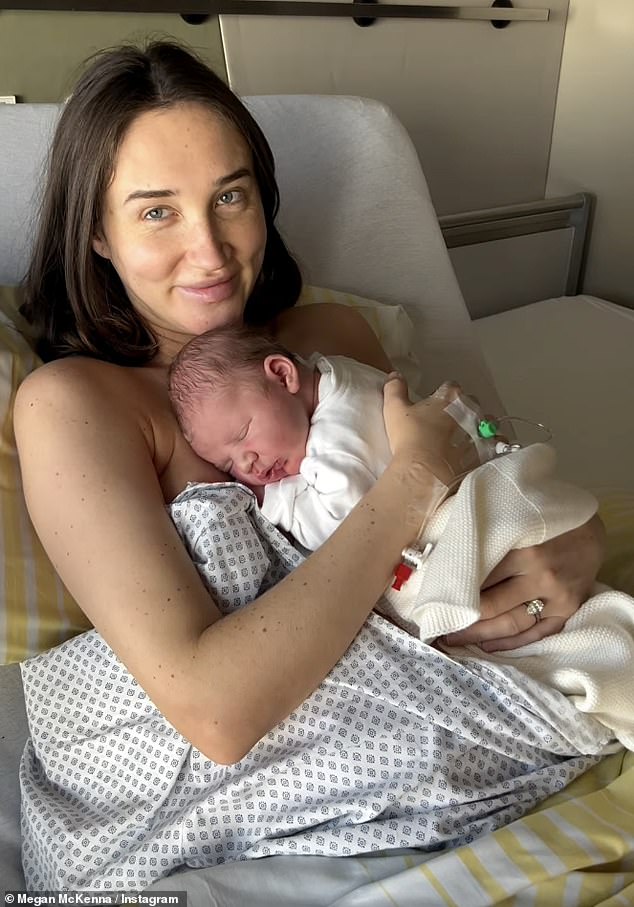 Megan welcomed Landon via C-section as she shared videos as she gave birth in Germany