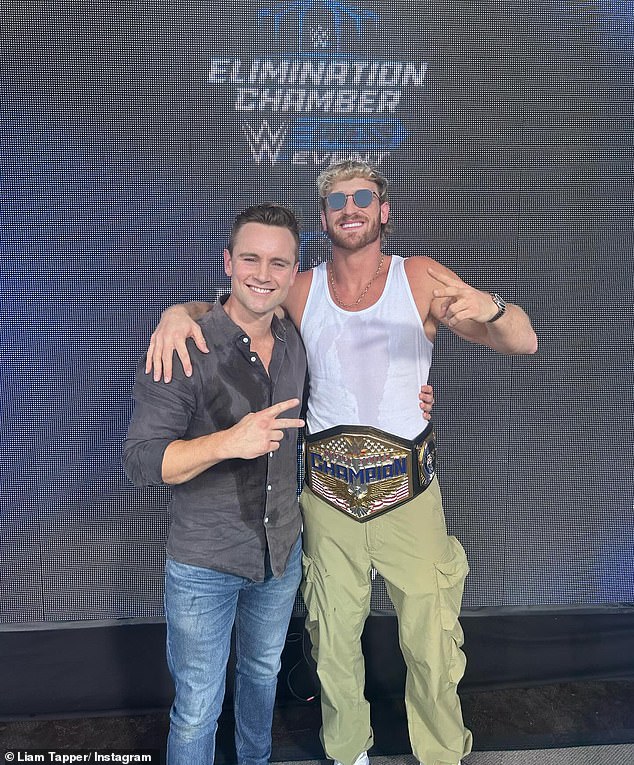 Young Sunrise reporter Liam Tapper (left) could not be wrestled away from Seven