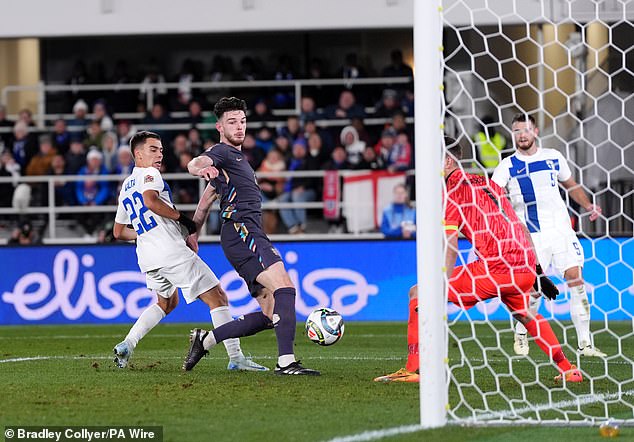 Declan Rice secured third place for the visitors on an improved evening for interim boss Lee Carsley