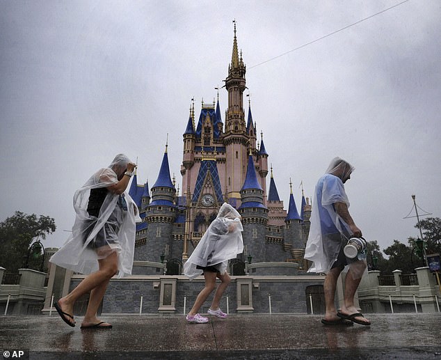 The couple were in Orlando on holiday at the Walt Disney World Resort (pictured) when Hurricane Milton devastated Florida earlier this week