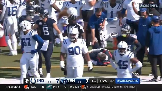 As Levis walked right back onto the field, the man was writhing around in pain in Nashville