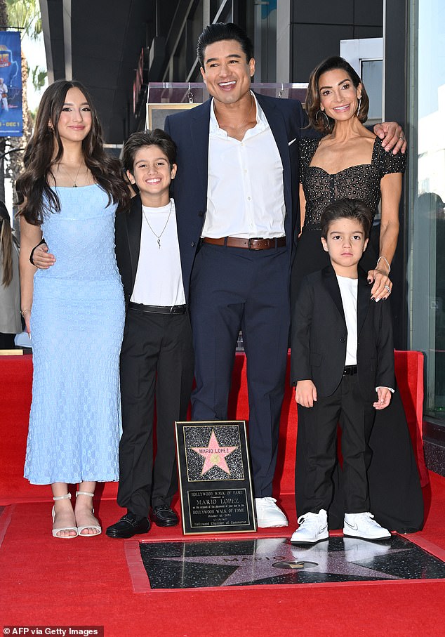 She is Gia Lopez. Her father is Mario Lopez and her mother is Courtney Laine Mazza. They also have sons Dominic and Santino. Seen on the Hollywood Walk Of Fame on Thursday