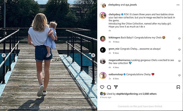 She announced the birth of her daughter by launching her new jewelry line on social media: the Chloe Collection, named after her child