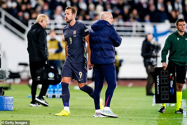 After missing England's 2-1 defeat to Greece, Harry Kane (No. 9) played 69 minutes on Sunday