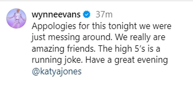 Both Katya and Wynne have taken to social media in an attempt to clarify what happened over the weekend. They describe it as an inside joke between them and confirm that they are friends.