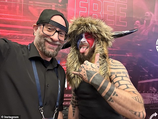 Miller lives in Las Vegas, is a supporter of the Second Amendment and calls himself an investigative journalist. The registered Republican is pictured here with Jacob Chansley, who is known as QAnon Shaman after his image of him in Viking garb during riots at the US Capitol on January 6, 2021 went viral.