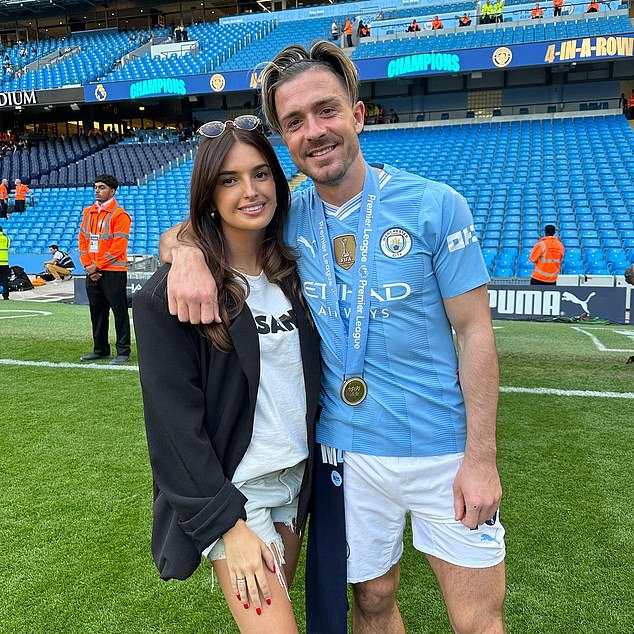 The couple (pictured on the Etihad pitch) have been dating for around ten years