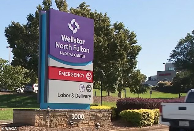 The alleged thefts took place at Wellstar North Fulton Medical Center (pictured) north of Atlanta