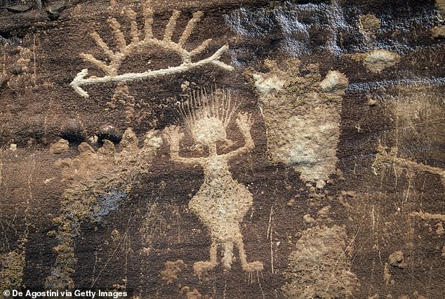 The petroglyphs were created by the Pueblo people who lived along the Puerco River between 650 and 2,000 years ago