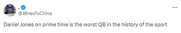 Fans on social media called Jones the 'worst quarterback in the history of football'