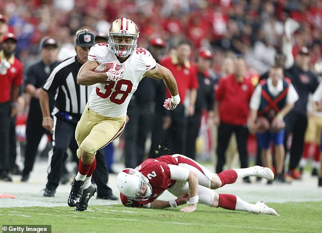 At the height of his fame, Hayne played for the San Francisco 49ers in the NFL (pictured) after winning two Dally M Medals as the best player in the NRL