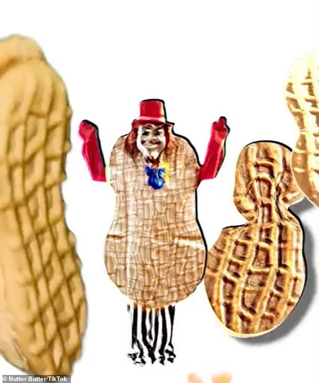 A clown is seen dancing around as the peanut butter cookies surround him