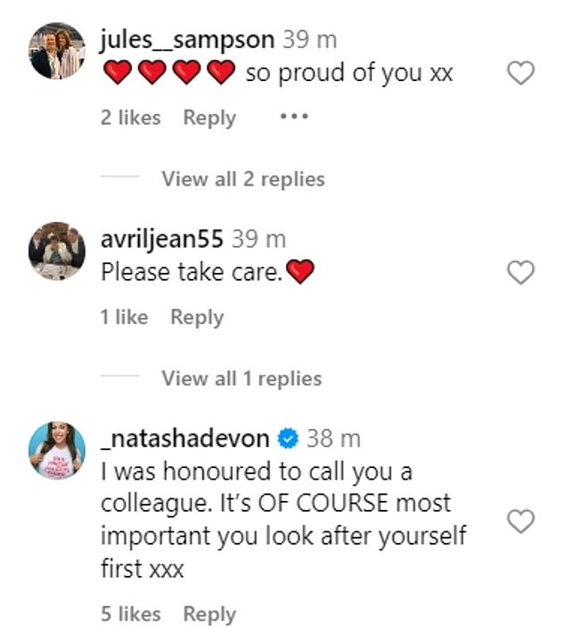 Fans rushed to the comments to send Carol their love as they told her to take it easy