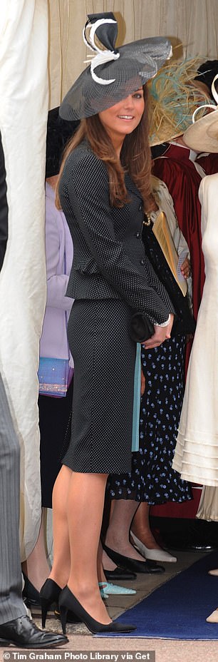 During the Order of the Garter in 2008, Kate, then girlfriend of Prince William, opted for a skirt suit with polka dots