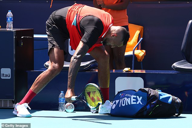 Nick Kyrgios had a day to forget during his fourth-round exit at the 2022 Miami Open