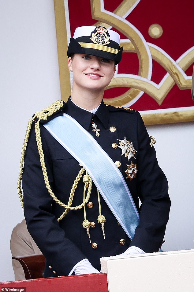 The heir to the Spanish throne looked elegant and regal as she attended the parade