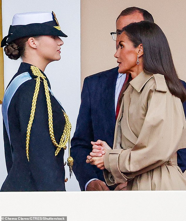 Princess Leonor (photo, left) is the heir to the Spanish throne. She is currently undergoing three years of military service (her mother, Queen Letizia, is pictured at right)