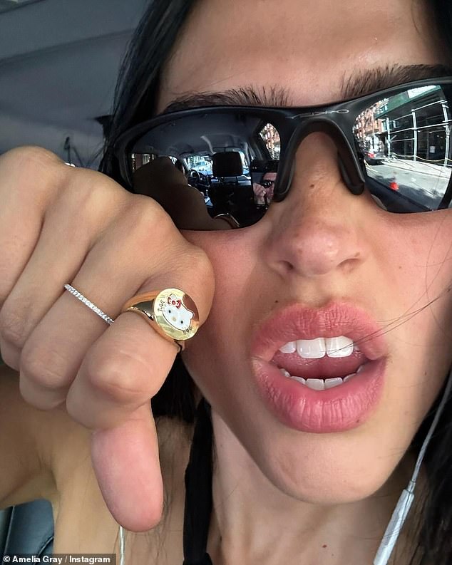 She also showed off a Hello Kitty ring