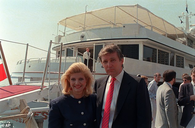 FILE PHOTO: Real estate developer Donald Trump and his wife Ivana pose aboard their new luxury yacht The Trump Princess, docked at the 30th Street pier on the East River in New York City, Monday, July 4, 1988